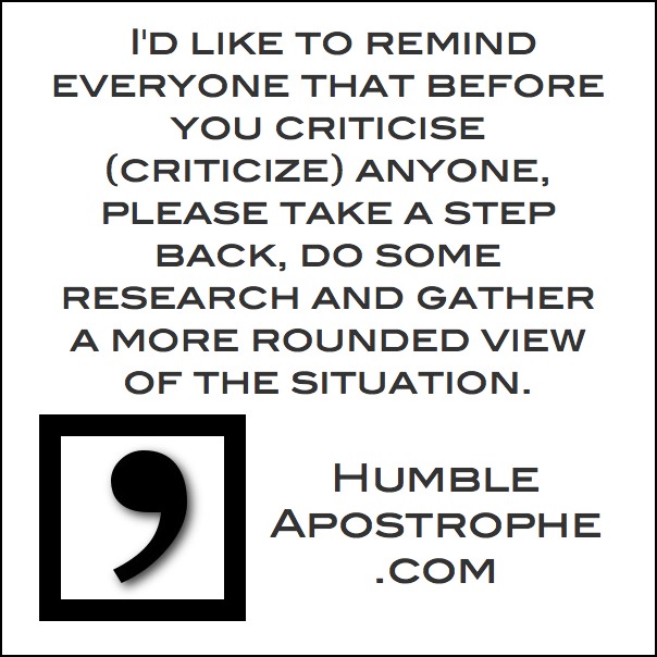 Before you criticise someone's apostrophes